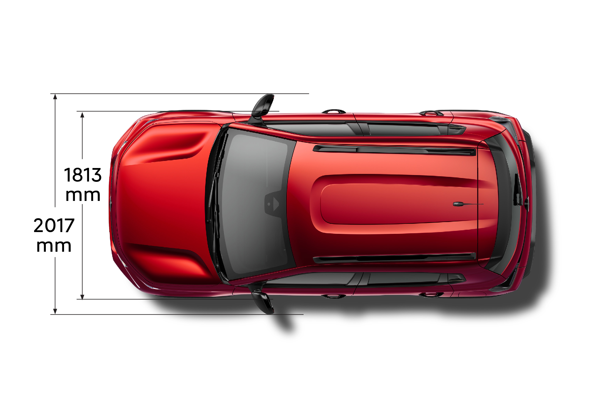 Top view of the Citroën ë‑C3 Van showing exterior width dimensions and vehicle footprint.