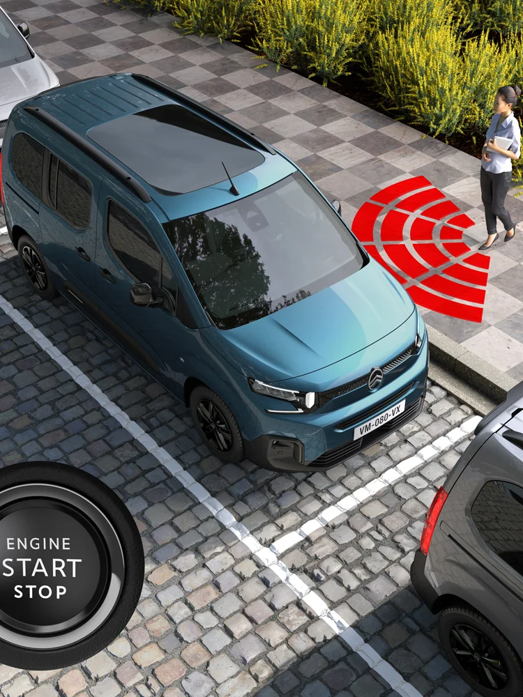 Draufsicht Kiama Blau Berlingo mit schlüssellosem Zugang zeigt Sicherheit, Technologie, Komfort und selbstbewussten mühelosen Zugang