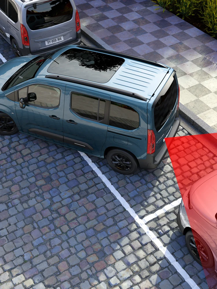 Draufsicht hinten Kiama Blau Berlingo mit Rückfahrkamera verbessert Sicht, Sicherheit, Technologie und selbstbewusste Parkassistenz