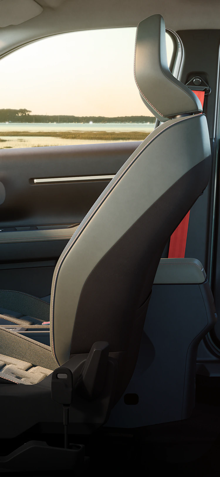 Seitliche Innenansicht des Citroën ë-C3 Outdoor mit Advanced Comfort Sitzen und geräumiger Kabine für Familien